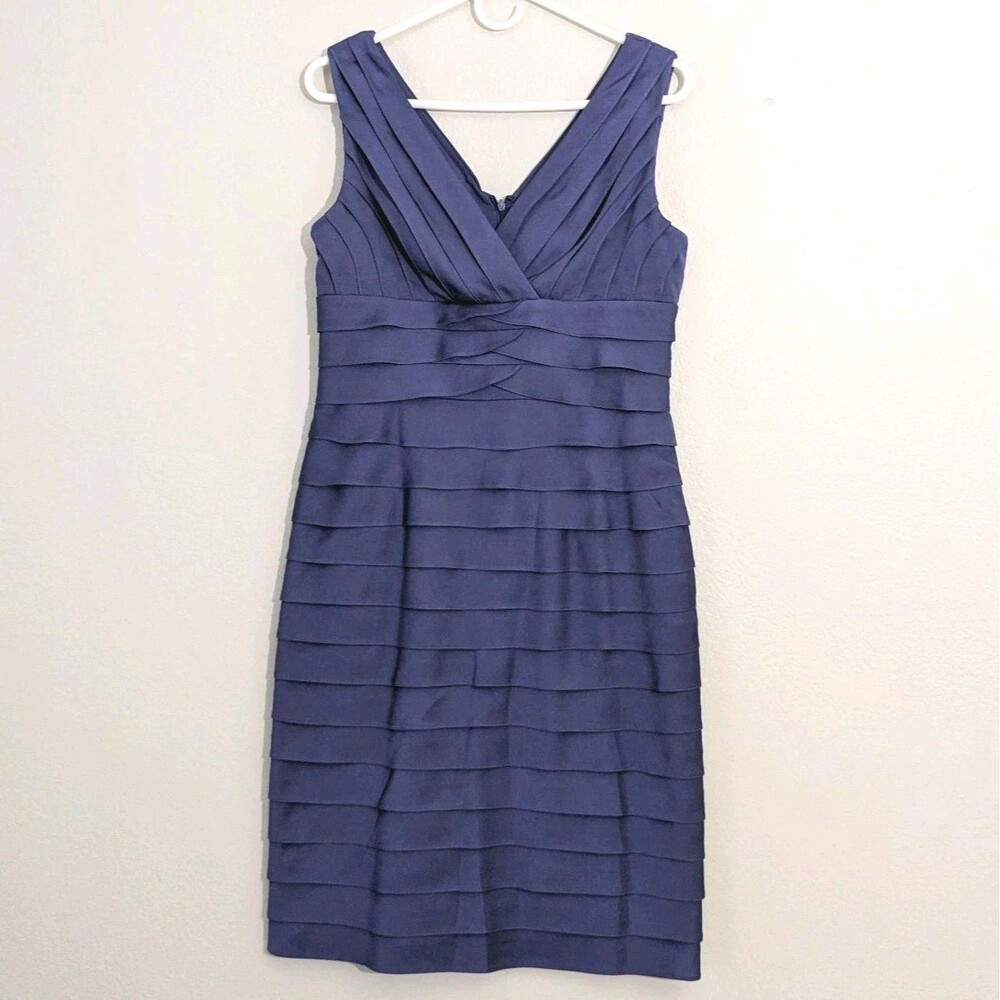 Adrianna Papell Dress Women's Size 8 Sleeveless Purple Midi Layered Dress